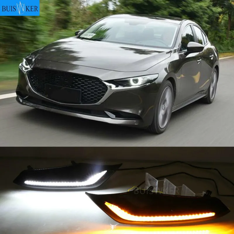 

2pcs DRL for Mazda 3 axela 2019 2020 12V LED car DRL Driving daytime running light fog lamp with dimming turn Signal style Relay