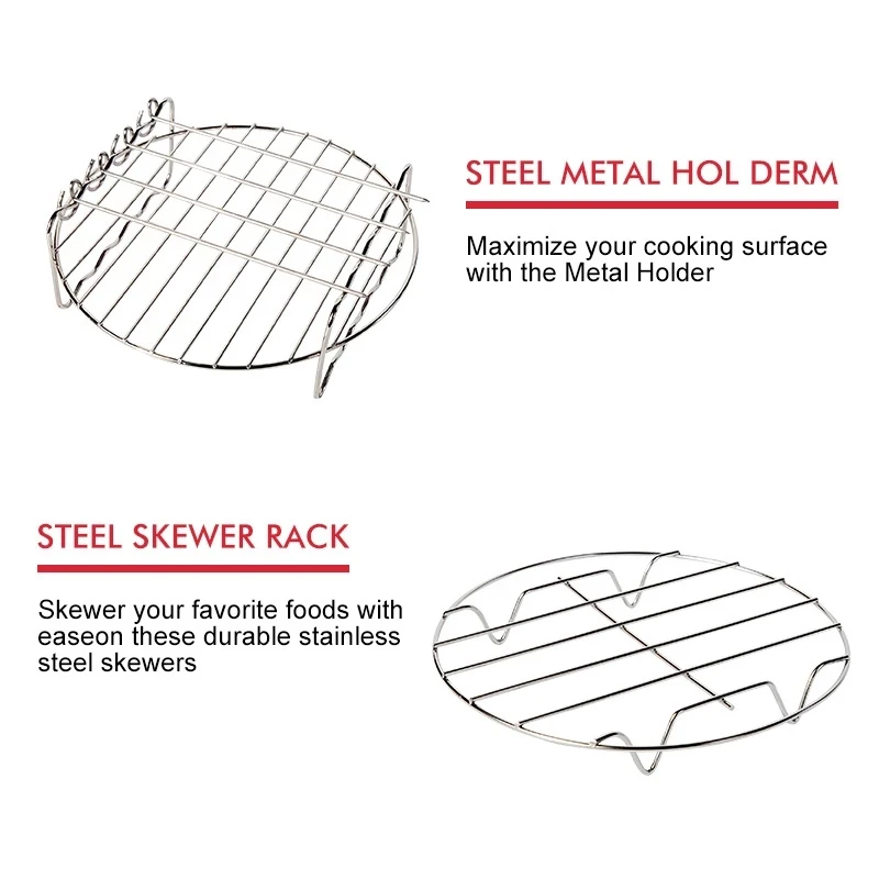 Accessoires pour friteuse à air, compatible avec toutes les machines à air, 3,7 juil, 4.2, 5.3, 5,8 qt, 7 po, 8 po, ensemble de 8 pièces