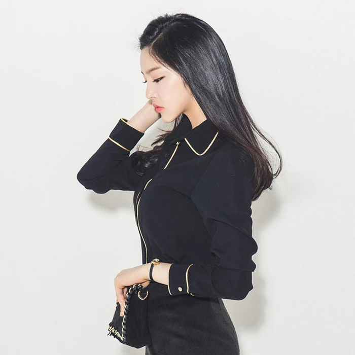 2020 autumn clothes Korean commuter professional temperament all-match black shirt Western style clothes fashionable blouse tops