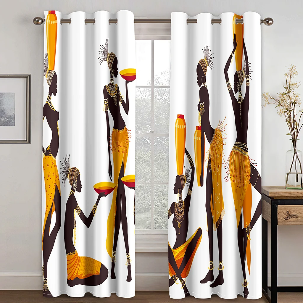 Indian Woman Blackout Curtain for Bedroom Window Curtain Living Room Indian Style Drapes Decor(2Panels)カーテン Cotinas De Sala