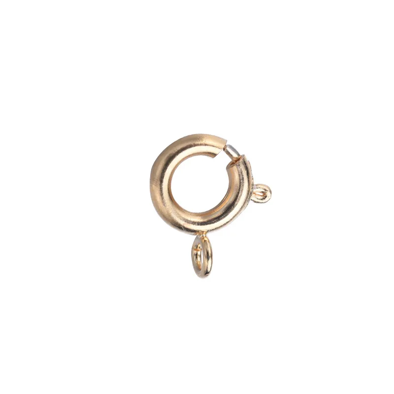 

100Pcs 5/6/7MM Real Gold Plated Copper Round Spring Buckle With Loop DIY Jewellery Findings Jewelry Making Accessories