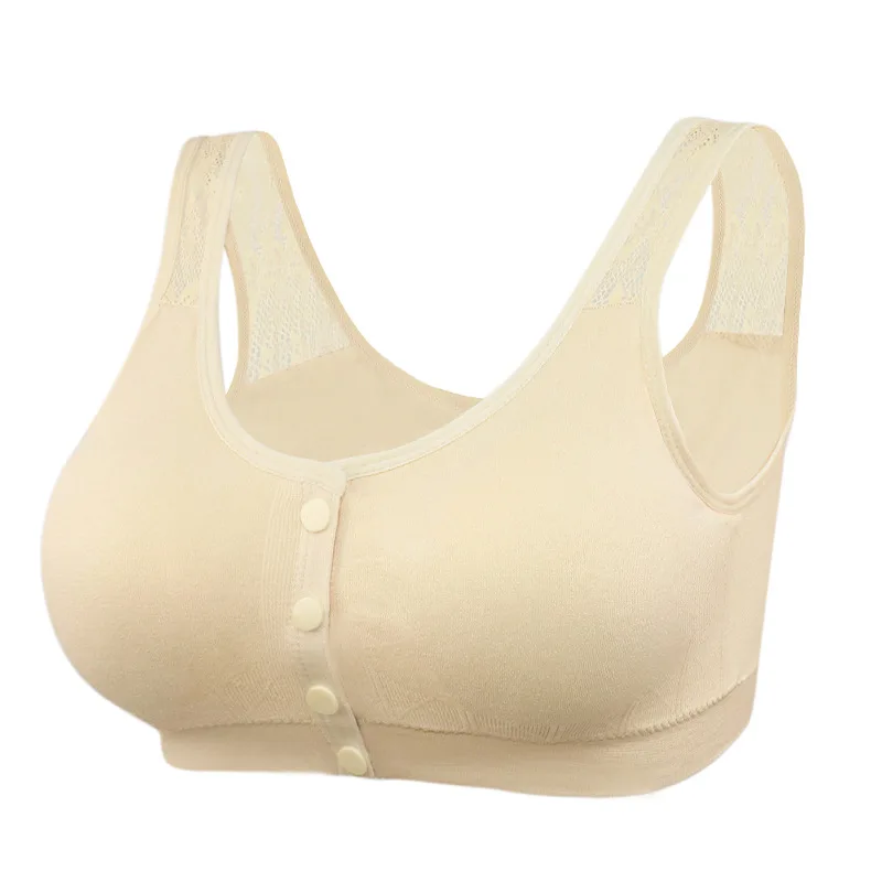 NY42 New soft and comfortable ladies insertable vest-style large size no steel ring middle-aged and elderly front buckle bra