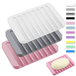 2021 Reusable Drain Soap Dish Eco-friendly Soft Silicone Bathroom Plate Holder Tray Storage Case soap Rack