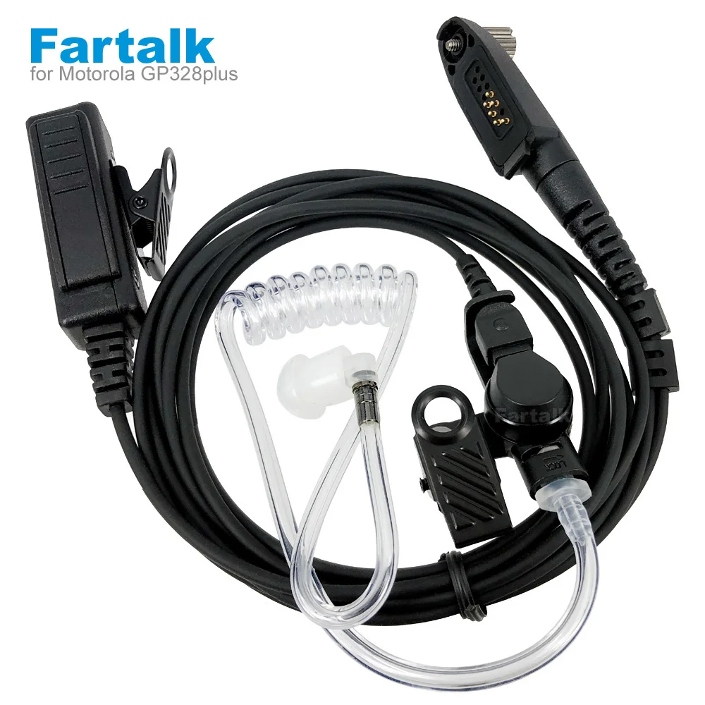 Earpiece tabung udara Headset mikrofon untuk Motorola GP328plus GP344 GP388 GP328-Plus Anysecu F22 F25 W5 Kirisun Android Walkie Talkie