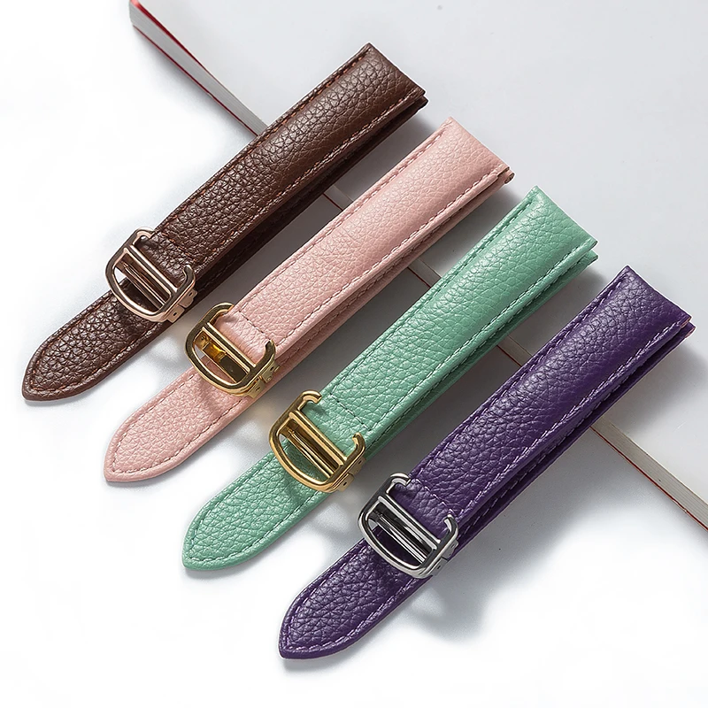 Correa de repuesto Cartier London, correa de cuero de 14mm, 16mm, 18mm, 20mm, accesorios para reloj marrón