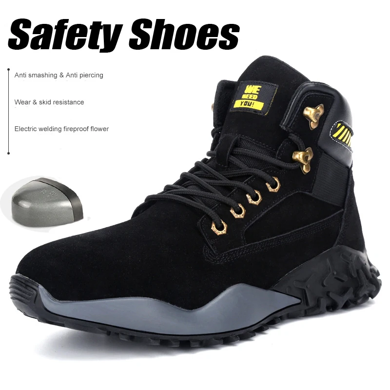 

Steel Toe Cap Indestructible Shoes Men Anti-Smashing Anti-Piercing Boots Winter Plus Velvet Work Safety Shoes Big Size Sneakers