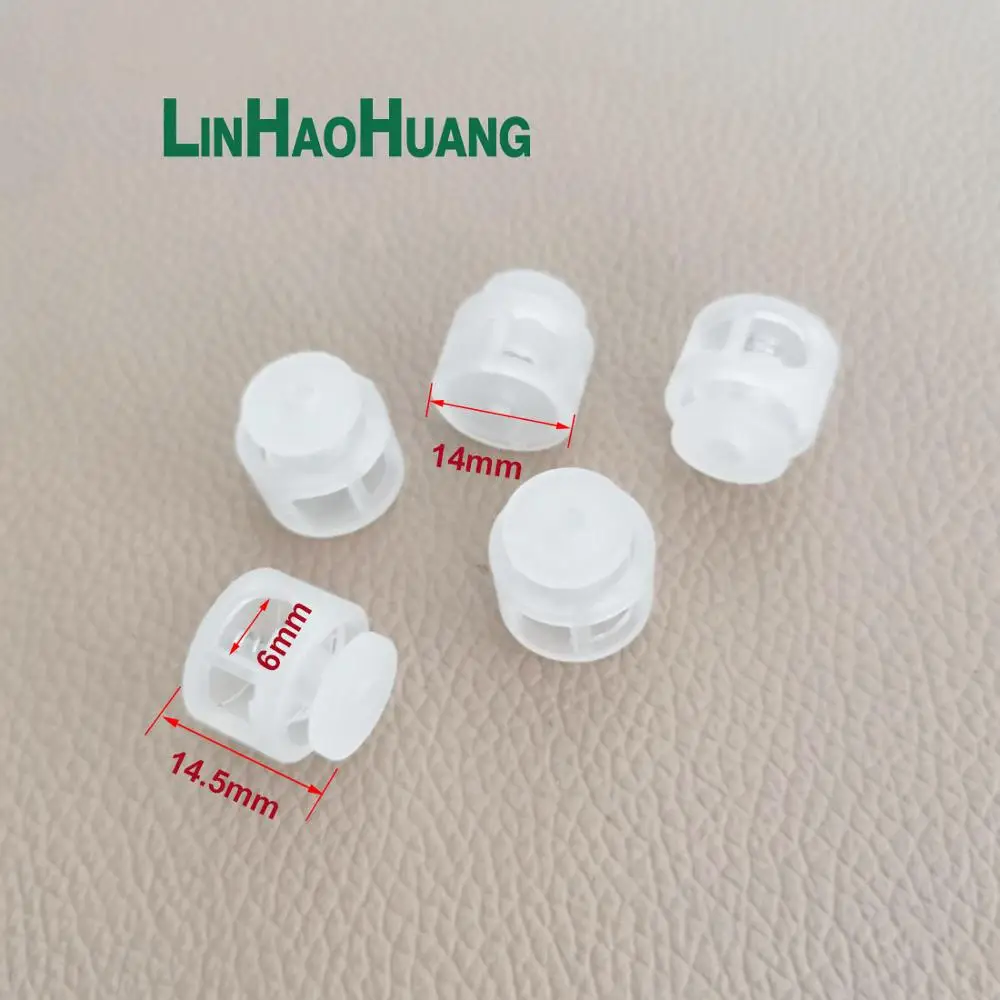 100pcs/pack/pack Cord Lock Round Ball Toggle Stopper Plastic Toggle Clip Widely For Bag Backpack/Clothing Clear White