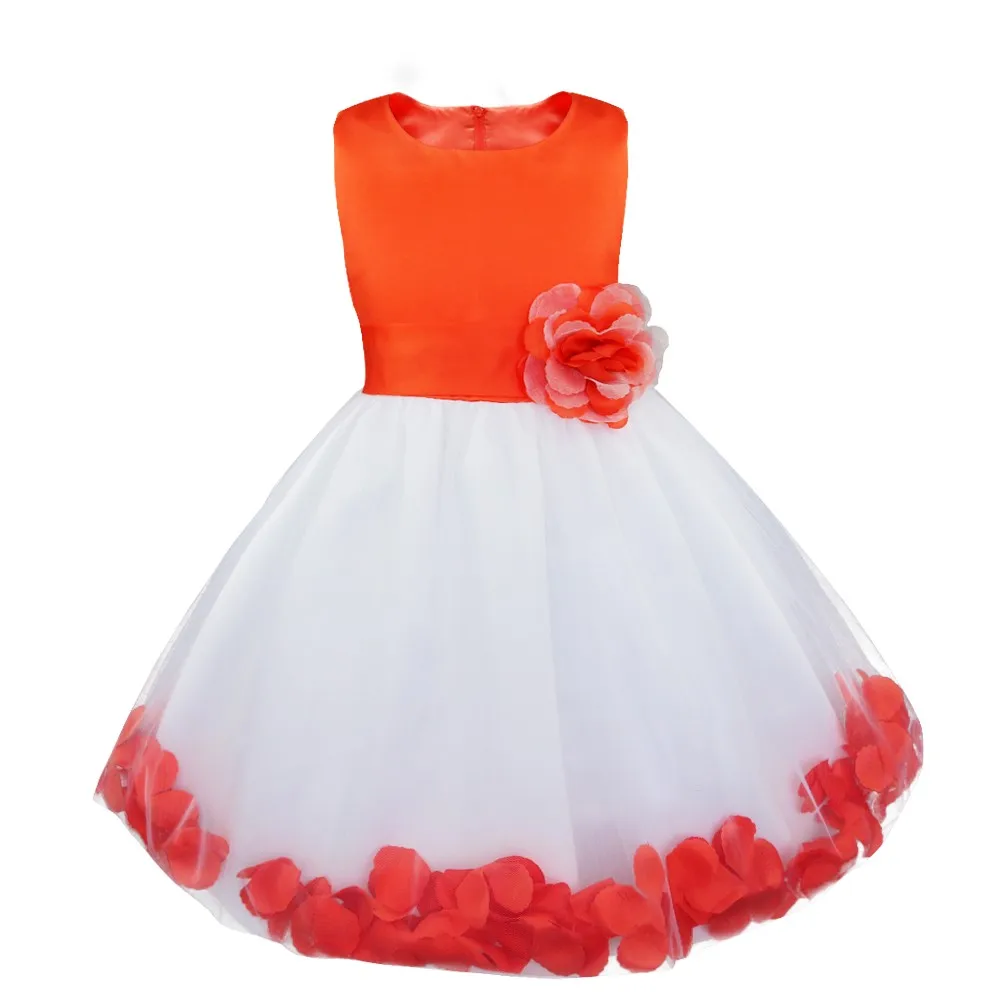 Vestido de novia de pétalos de flores para niñas, Vestido elegante de dama de honor para niños, Vestido de fiesta Formal para niñas