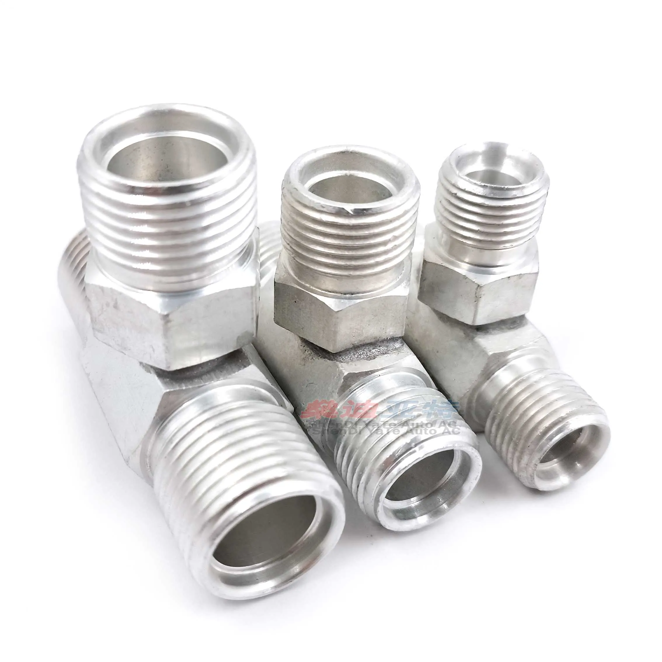 R12 #6 #8 #10 Auto AC Outer Screw Tee Pipe Joint A/C hose Connector Fixture Aluminum Kit