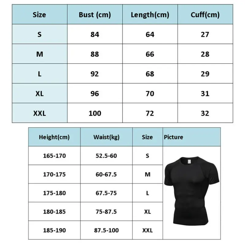 Men Short Sleeve Fitness Elastic Running Sport T-shirt Compression Shirts Bodybuilding Apparell Tights Quick Drying Tops S-2XL