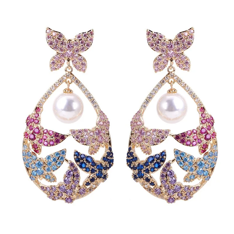 EYER-pendientes de circón de color plateado para mujer, aretes indios brillantes, accesorios de fiesta de boda, nuevo diseño de moda, venta al por mayor