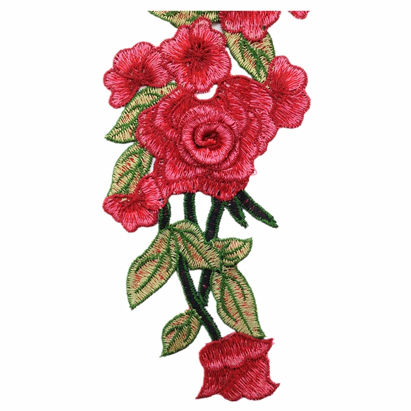 Flor rosa bordado remendos de renda adesivo para roupas venise floral bordado applique guarnição do laço decorado