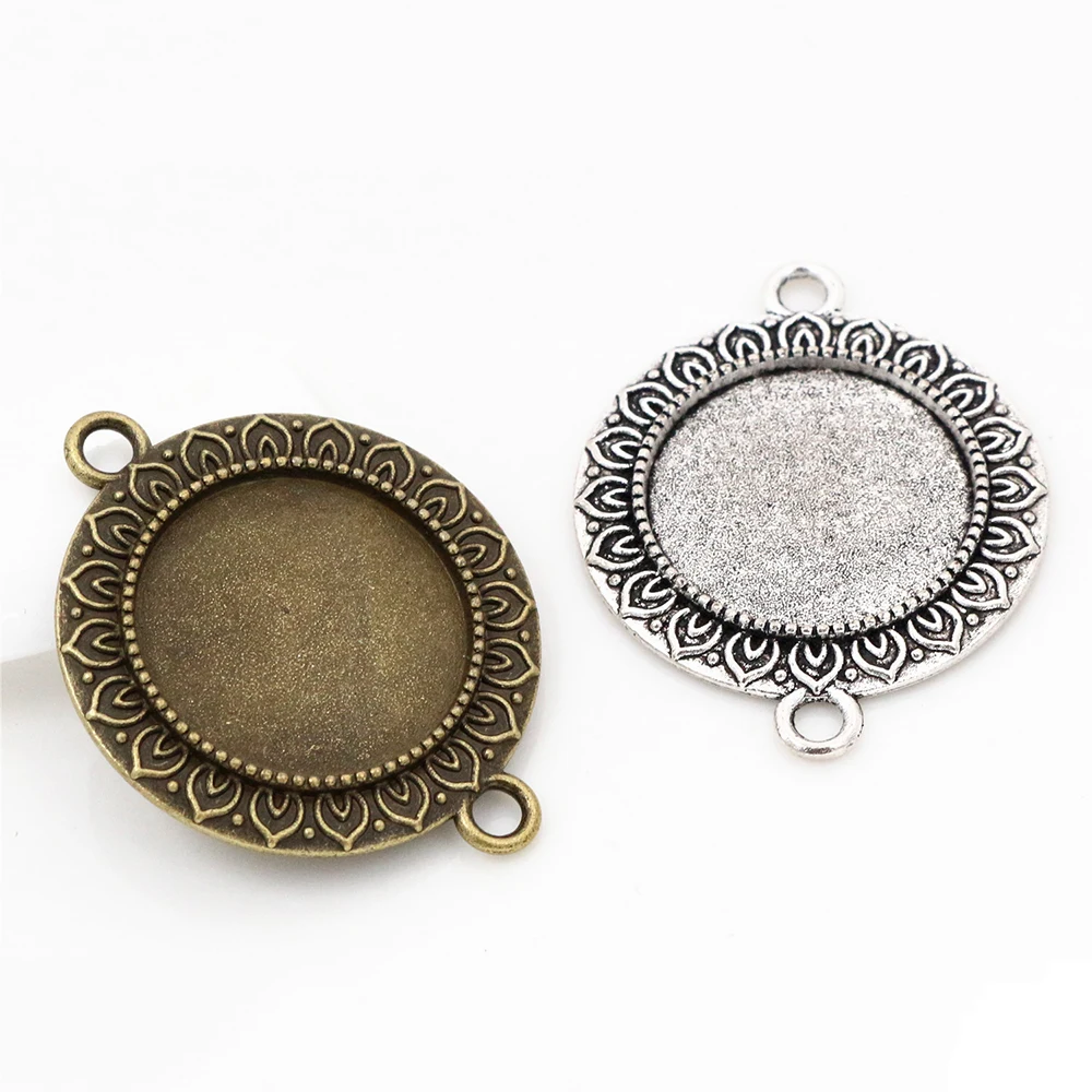 

10pcs 20mm Inner Size Antique Silver Plated And Antique Bronze Classic Style Cabochon Base Setting Charms Pendant