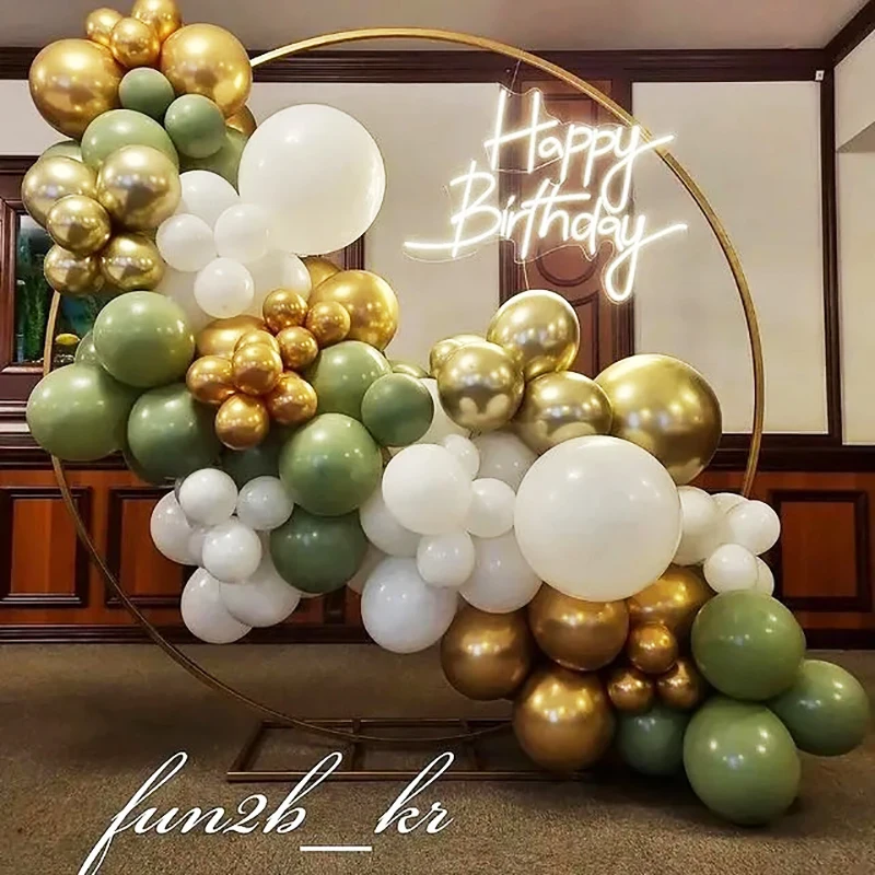 97pcs Retro Olive Green Metal Gold Balloons Garland Arch Kit Baby Shower Wedding Decorations Kids Birthday Party Event Supplies