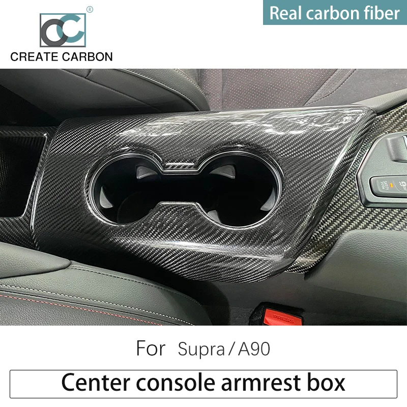 

Center Console Armrest Box For Toyota Supra A90 2019-2023 Real Carbon Fiber Tuning Accessories Vehicles Interior Gear Panel