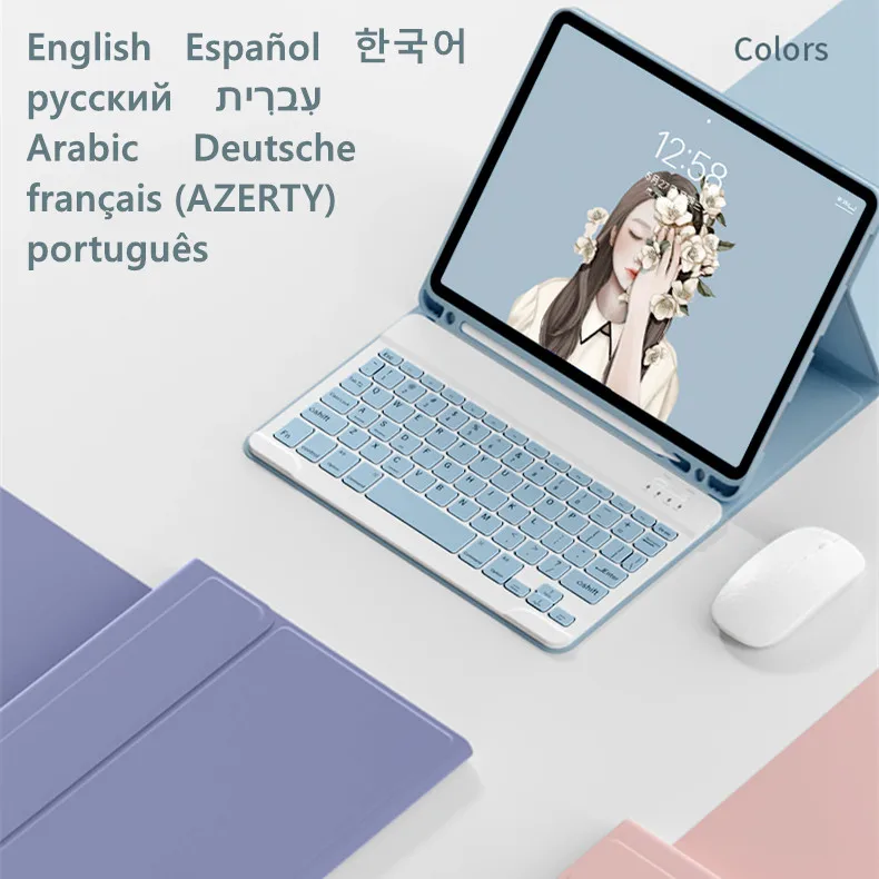 Korean Russian Keyboard Shell for Apple IPad Mini 6 Keyboard Mouse Case for IPad Mini 2021 6th Generation Cover Spanish Keyboard