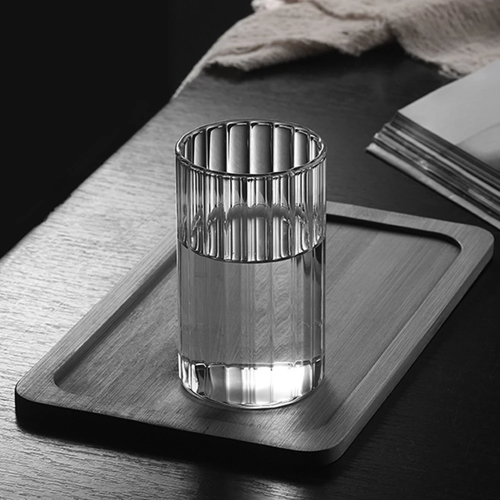 Ribbed Glassware Vintage Drinking Glasses 300ml Glassware Highball Fluted Vertical Stripes Tumblers Juice Drinking Cups