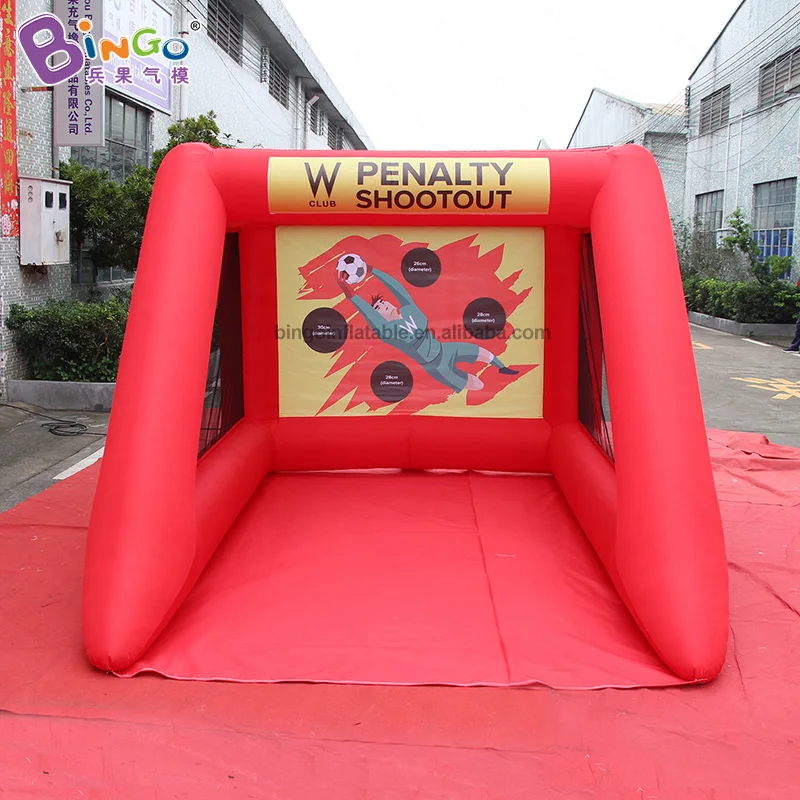 

Exhibition 3.5x2.5x2mh inflatable soccer goal kick toy red color football kick door aerated for shooting game activity