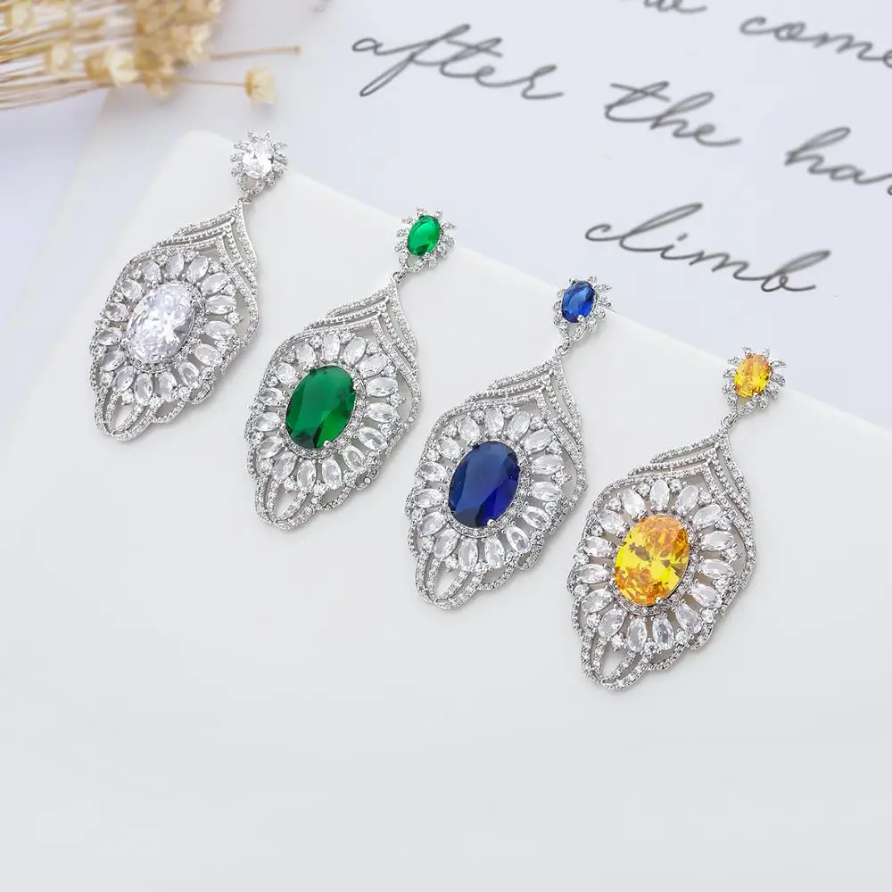 Classic Cubic Zircon Earrings for Wedding, Crystals Dangle Earring for Bride, Women Girl Gift CE10578