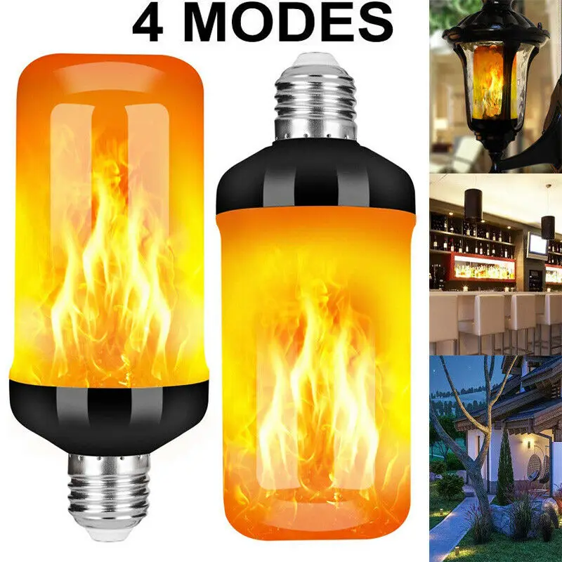 6W E27 E26 B22 LED Light Torch Fire Lamp Flame Effect Light 99 LEDs Bulb Flickering Emulation Bulb 4 Model AC 85-265V