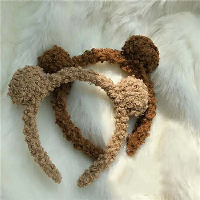 New Girls Cute Plush Bear Rabbit Ears Headband Autumn Winter Head Hoop Cartoon Girls Kid Hairband Headdress Hair Accessories