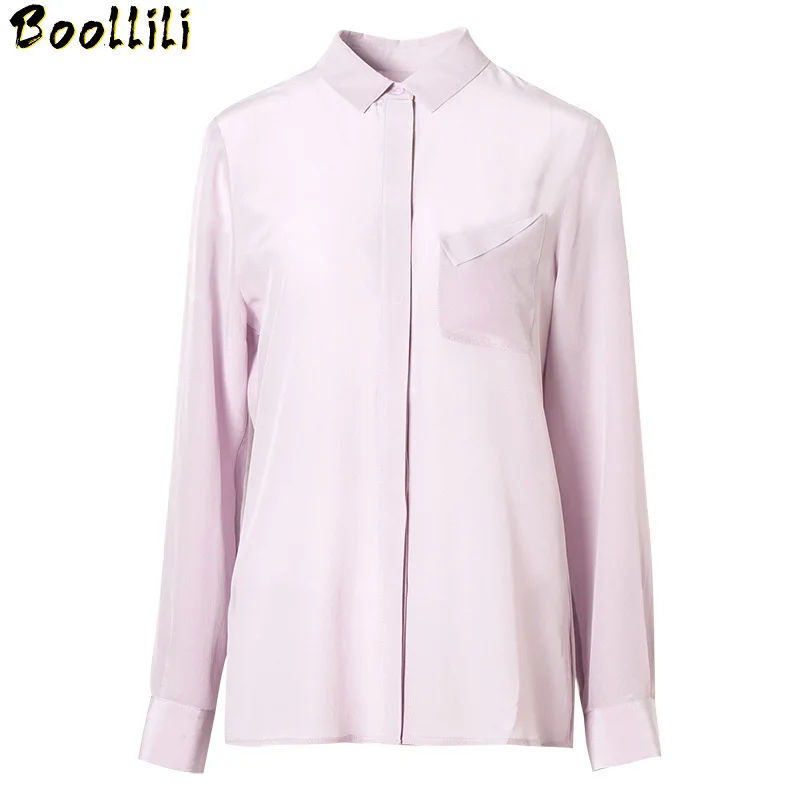 

Boollili Women Blouse 2020 Spring Autumn 100% Real Silk Shirts Women Tops Korean Fashion Office Lady Shirts Women Clothes