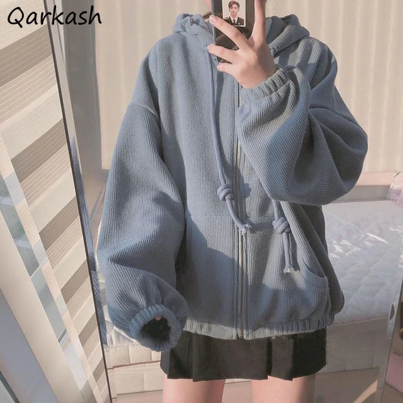 Harajuku Jackets Women Thicker Spring Basic Soft Lovely Korean Preppy Casual Teens Outwear College Ladies Overcoat Daily Loose