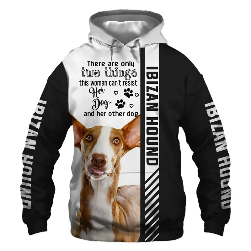 Ibizan Hound Dog 3D Printed Jacket Men/women Harajuku Hoodie Unisex Casual Streetwear Sweatshirt Pullover sudadera hombre J0255