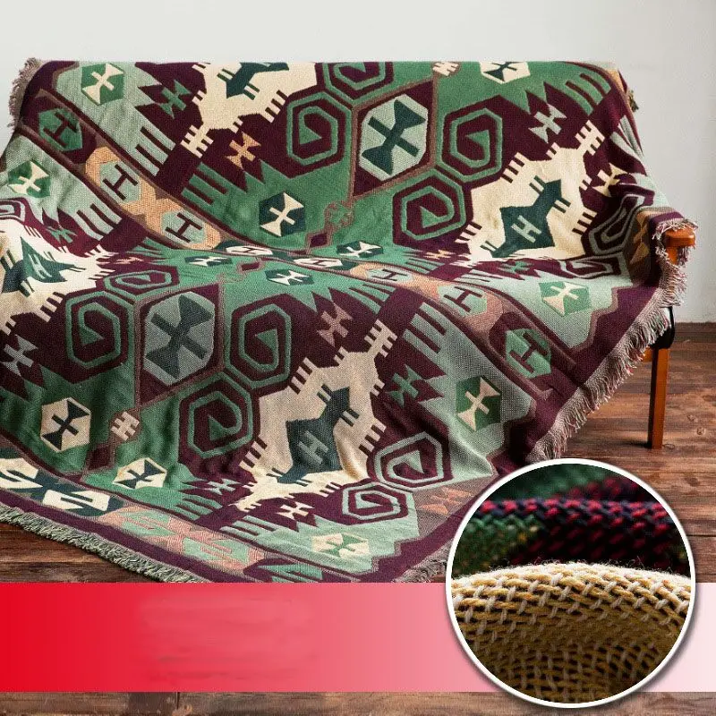 Bohemian Knitted Throw Thread Blanket on the Bed Sofa Plaid Soft Towel Bed Plaid Tapestry Bedspread Tablecloth