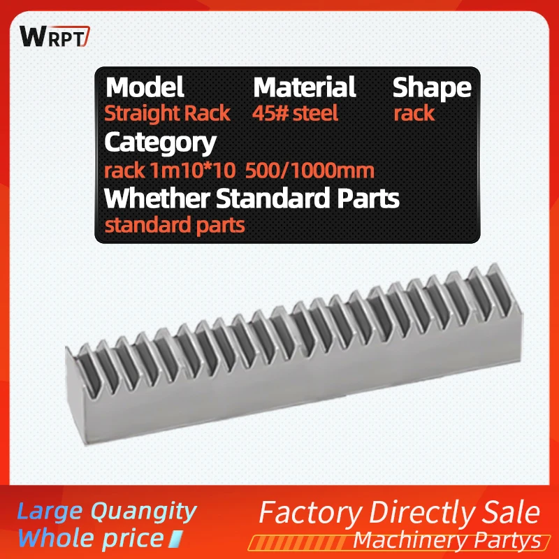 1M Spur Rack Pinion Width10mm Height 10mm Length 500/1000mm  1Mod 1 Modulus High Precision Gear Rack Steel