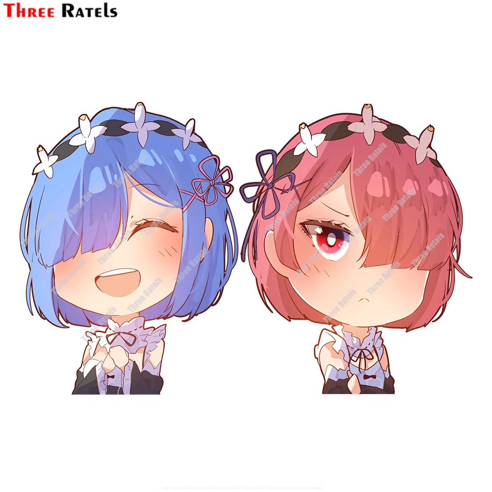 Наклейки Three Ratels E79 с мультяшным аниме My Bias Rem и Ram In Me Chibi для ноутбука, багажа, велосипеда, автомобиля, скейтборда, компьютера