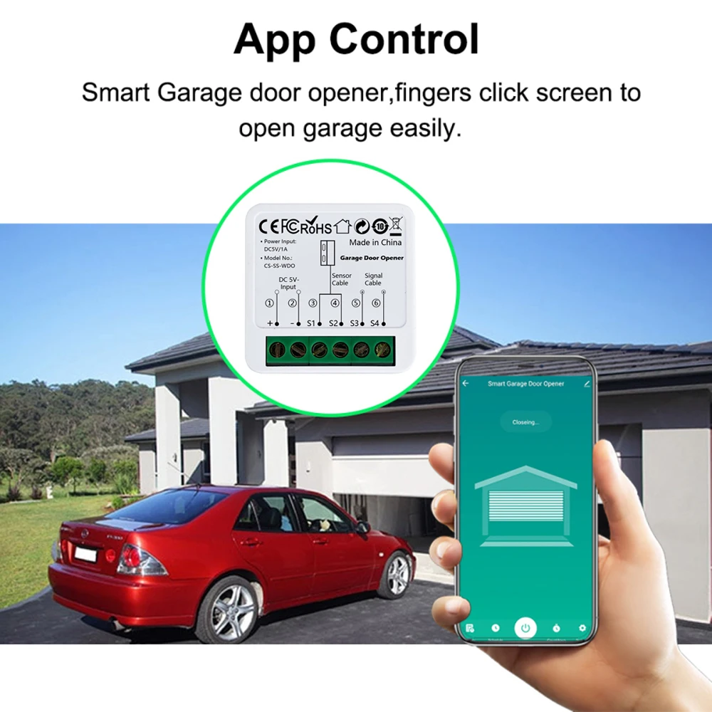 WiFi Smart Garage Door Opener Remote Control Module Tuya App Works with Alexa Google Assistant Siri