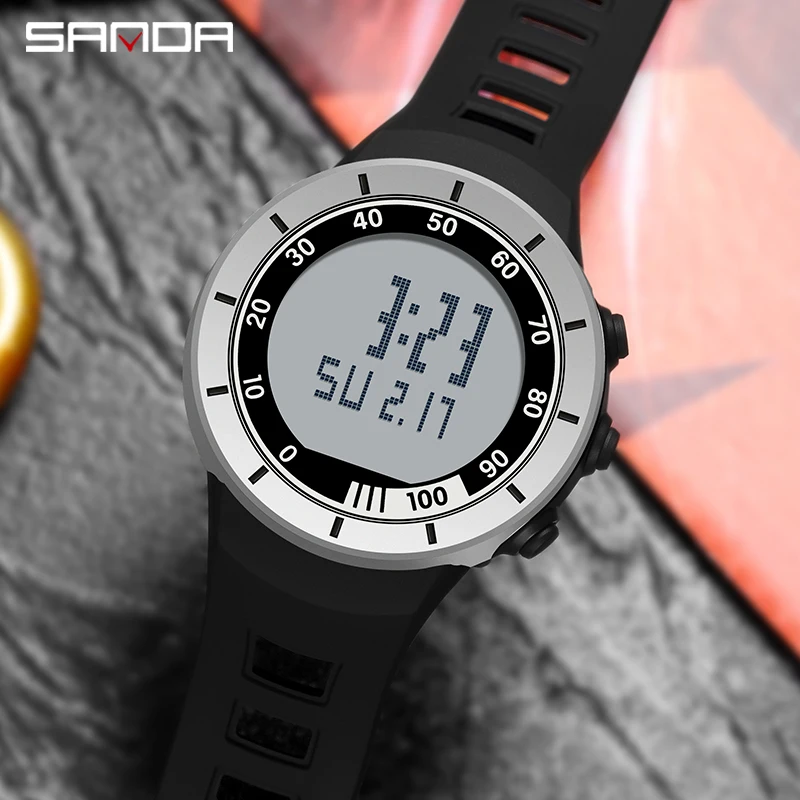 Fashion Brand SANDA Men Watch Luxury Large Dial Digital Watches Luminous Electronic Wristwatches Men\'s Sport Hour Alarm Clock