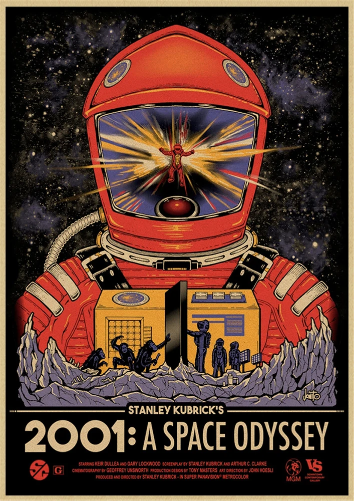 2001 우주 오디세이 poster2001 크래프트 종이 포스터 레트로 벽 예술 공예 스티커 거실 페인트 바 카페 무료 배송