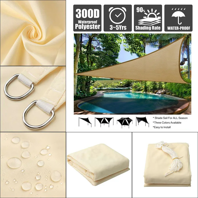 Outdoor Awnings Waterproof Sun Shade Sail Garden Canopies For Terrace Car Canvas Awning Rectangle Pool Garden Sun-Shelter