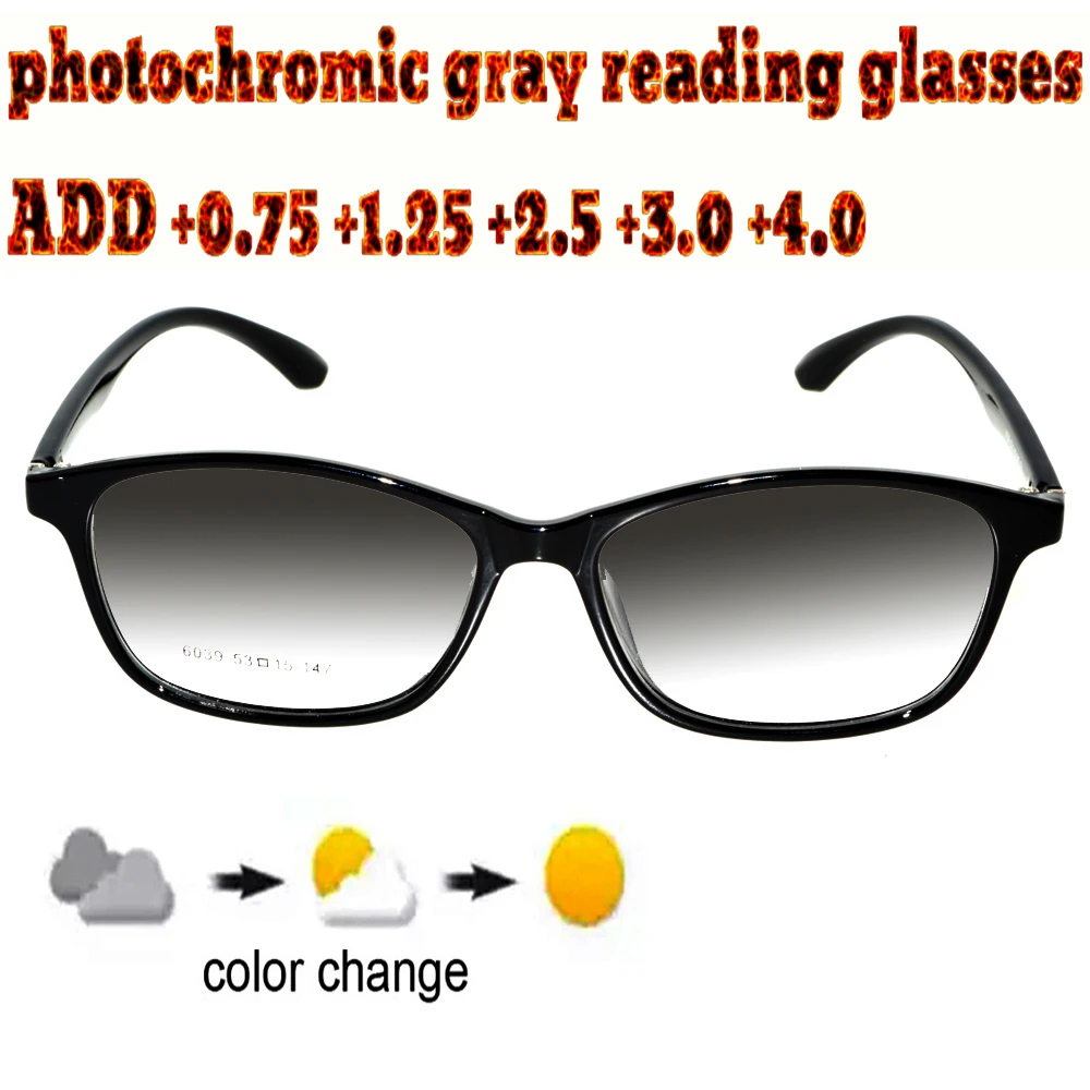 

Photochromic Gray Reading Glasses Round Ultralight Trend High Quality Fashion Men Women+1.0 +1.5 +1.75 +2.0 +2.5 +3 +3.5 +4