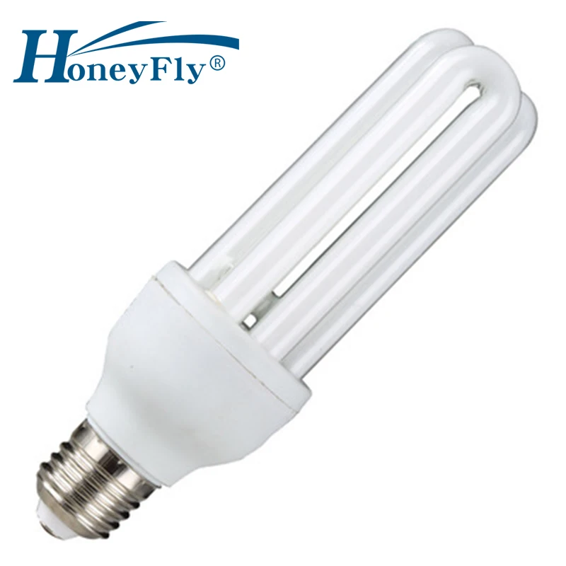 HoneyFly-3U Tube lâmpada de poupança de energia, AC220-240V, 11W, 15W, 20W, E27, forma de U, lâmpada fluorescente, iluminação doméstica