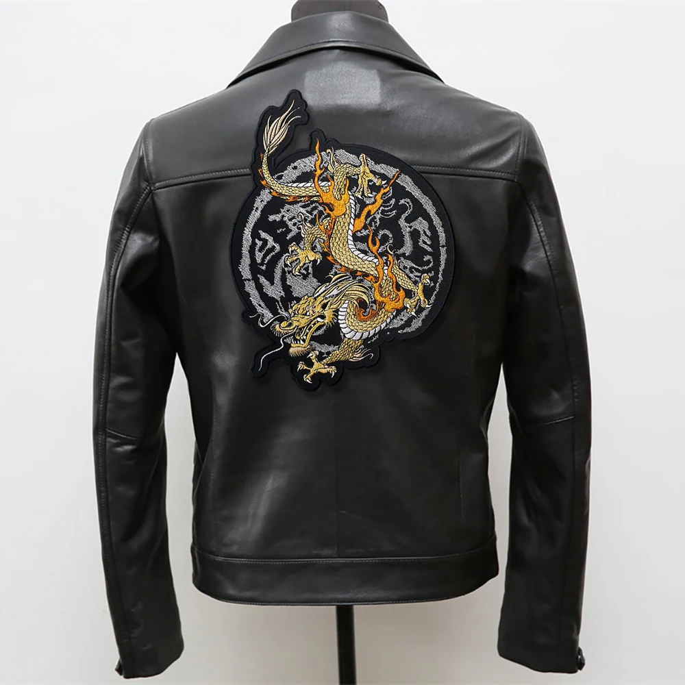 Cool Dragon Big Size Back Embroidery Patches MC Rider Biker Man Iron on Patches for Clothes Appliques Embroidered Badges DIY