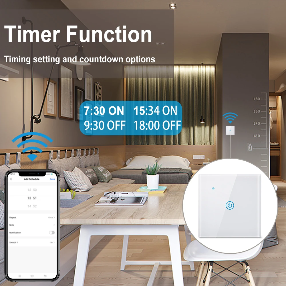 Tuya Zigbee Interruptor de Luz Inteligente, UE 1, 2, 3, 4 Gang, Wall Touch Screen, Fio Neutro, Funciona com Alexa, Google Home