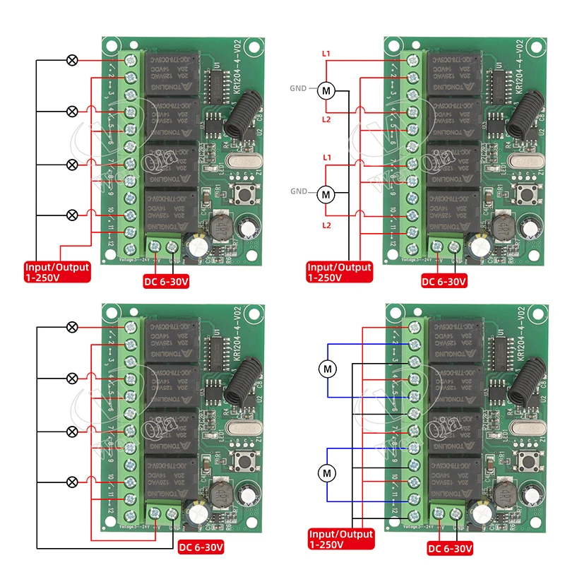 Universal Wireless Remote Control Switch 433MHz DC 6V12V 24V 30V 4CH10A Receiver Rf Transmitter For Garage/Gate/Motor/Light/Lamp