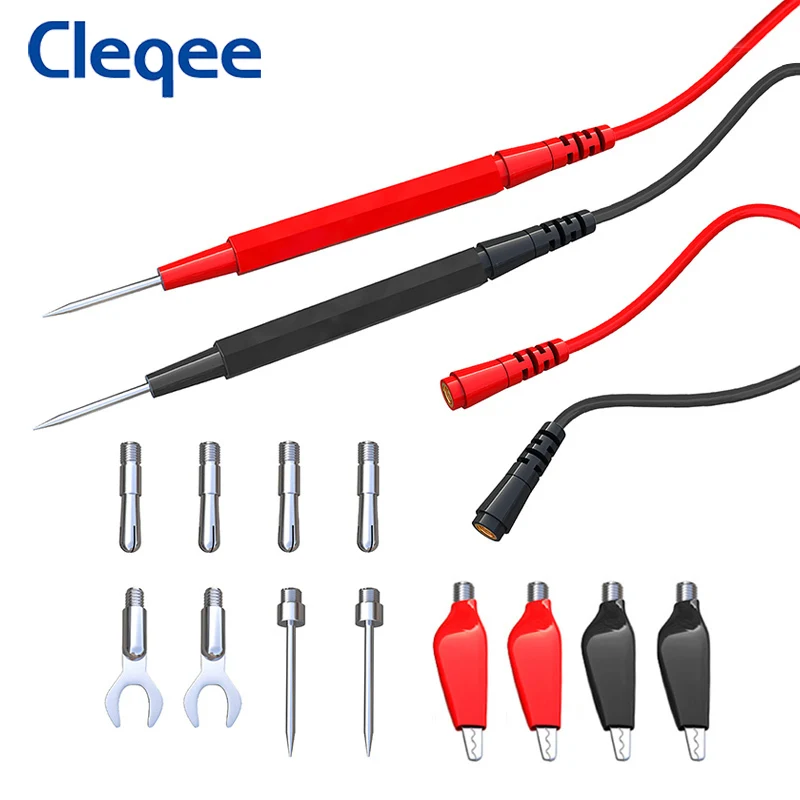 Cleqee P1500 Test Lead Kit Replaceable Test Wire Probe for Digital Multimeter Feeler Crocodile Alligator Clip Test Pins Needles