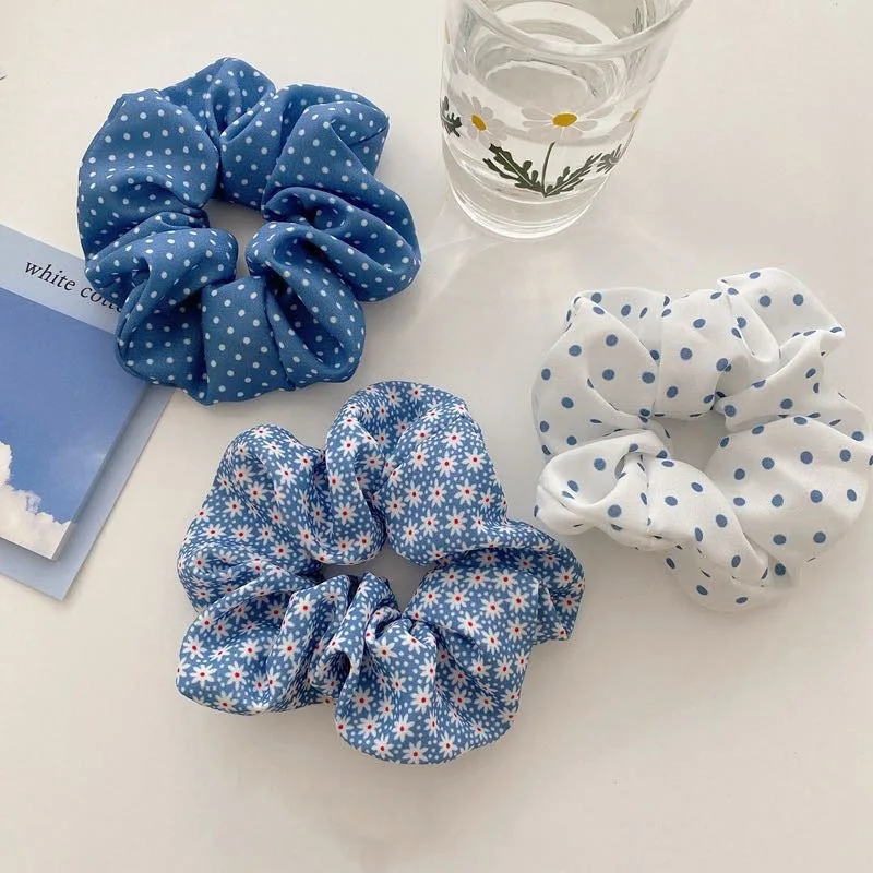 New Spring Summer Sweet Candy Colors Soft  Fabric Chiffon Girls Women  Elastic Hair Band Hair Ropes Hair Accessories Headwear image 4