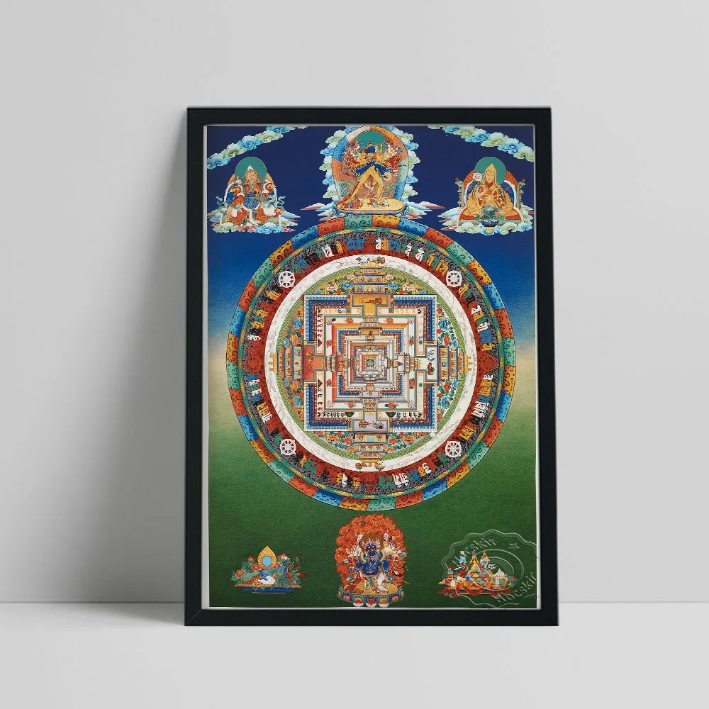 Central Asia Flavor Thangka Tan City Poster, China Tibet Tradition Painting Art Prints, Vintage Classic Art Wall Picture Decor