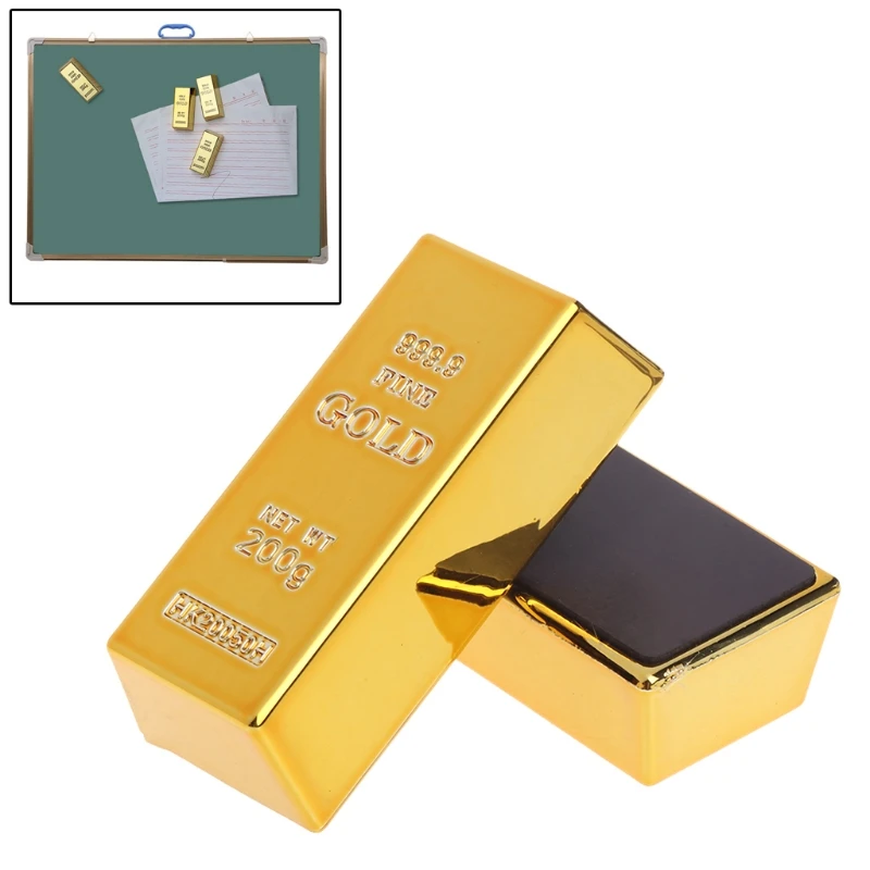 Gold Brick Shape Refrigerator Magnets Resin Craft Gift Home Decoration Souvenir