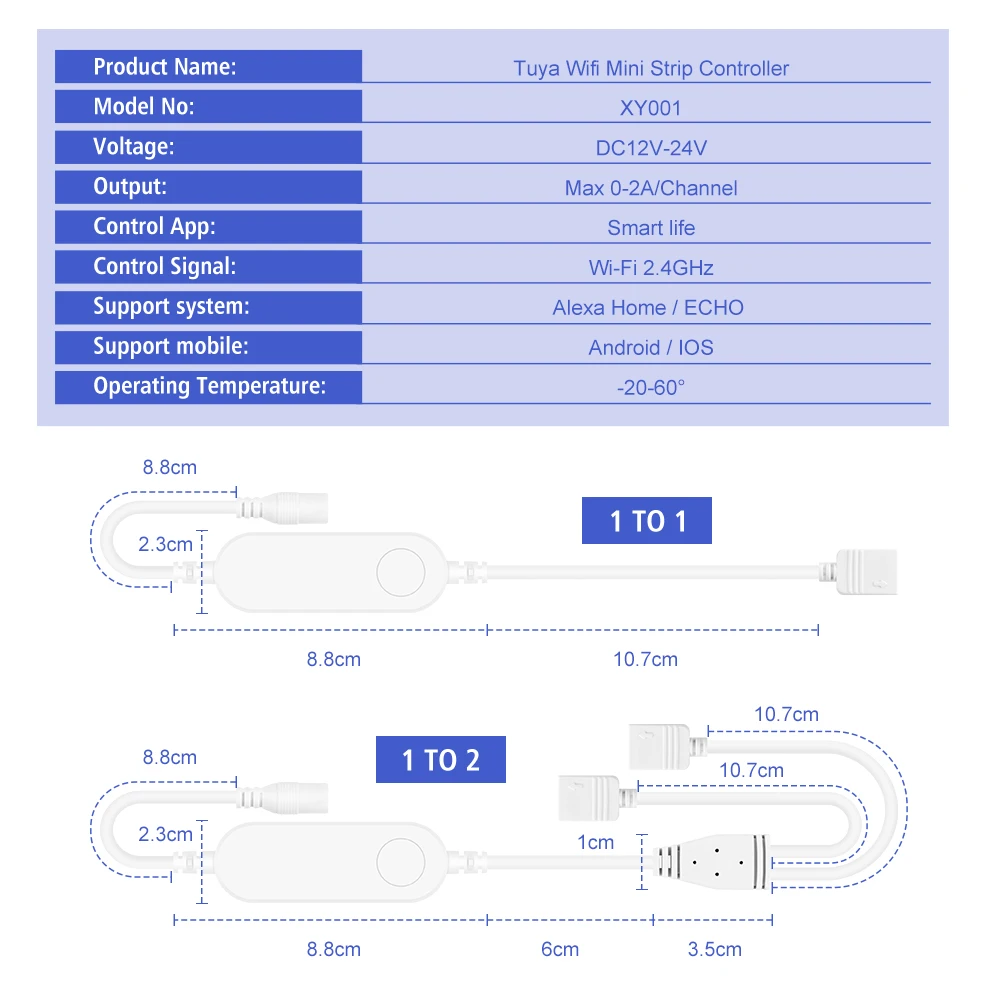 Tuya WiFi RGB Controller 12-24V Dimmer Smart Life Controller per 3pin WS2811 4pin 5050 RGB LED Strip funziona con Alexa Google Home