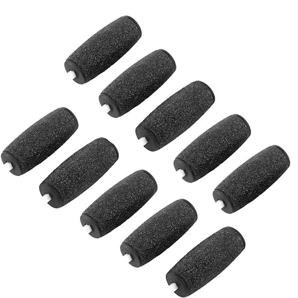 10pcs Black Replacements Roller Heads For Pro Pedicure Foot Care Tool Scholls Feet Electronic Foot File Rollers Skin Remover