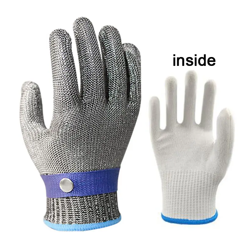 NMSafety Food Grade 316L Brushed Stainless Steel Mesh Cut Resistant Chain Mail Gloves Meat Cut Butcher Glove