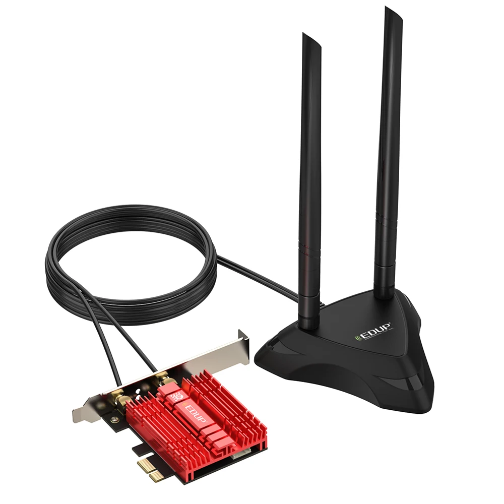 EDUP WiFi 6E AX210 PCI-E Adapter Network Card AX210NGW With Extend Antenna Base wifi6 lan converter