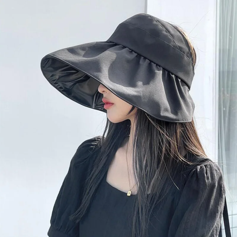 2021 New Korean fashion women summer sun visor wide-brimmed hat beach hat adjustable UV protection female cap packable