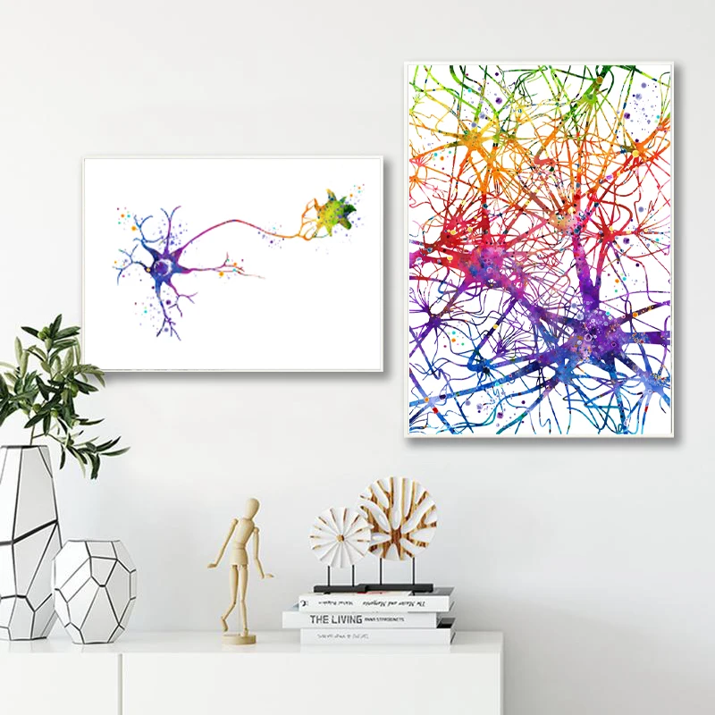 Multipolar Brain Neuron Cell Anatomy Art Prints Brain Neurology Medical Science Poster Anatomical Biology Decor Canvas Painting